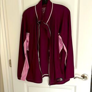 Duckskinz Sun Protection Burgundy and Pink Zipper Activewear Jacket NWOT SZ XL